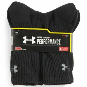 6 Pair Under Armour UA Mens Large 9-12.5 Crew Sock